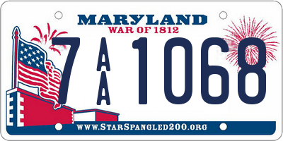 MD license plate 7AA1068