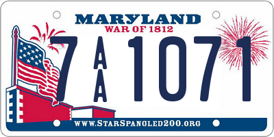 MD license plate 7AA1071