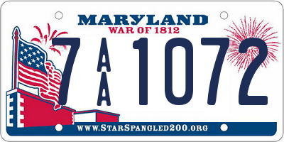 MD license plate 7AA1072