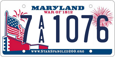 MD license plate 7AA1076