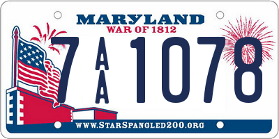 MD license plate 7AA1078