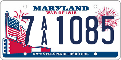 MD license plate 7AA1085