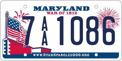 MD license plate 7AA1086