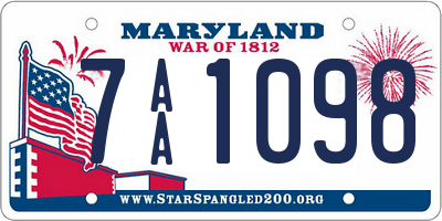 MD license plate 7AA1098