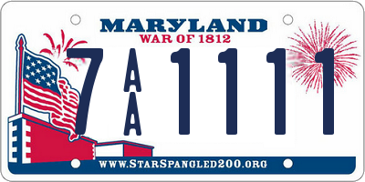 MD license plate 7AA1111