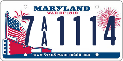 MD license plate 7AA1114