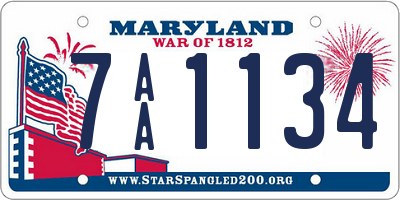 MD license plate 7AA1134