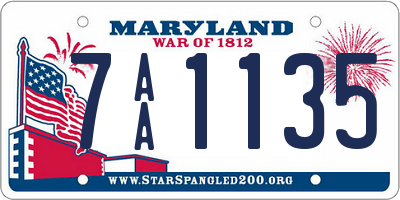 MD license plate 7AA1135