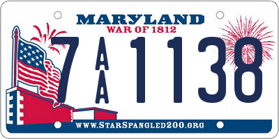 MD license plate 7AA1138