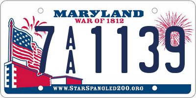 MD license plate 7AA1139