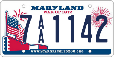 MD license plate 7AA1142