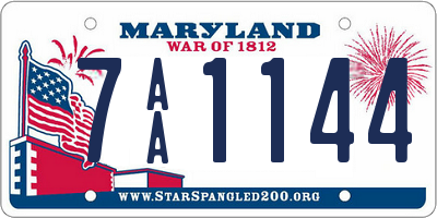 MD license plate 7AA1144
