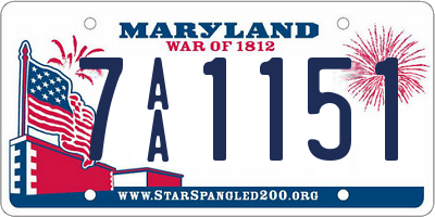 MD license plate 7AA1151