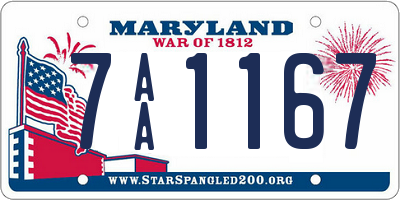 MD license plate 7AA1167