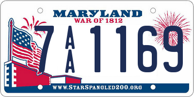 MD license plate 7AA1169
