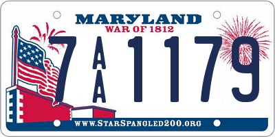 MD license plate 7AA1179