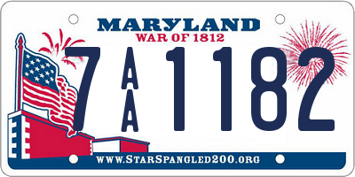 MD license plate 7AA1182