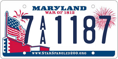 MD license plate 7AA1187