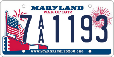 MD license plate 7AA1193