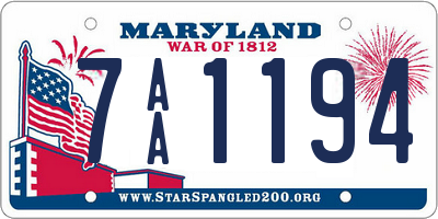MD license plate 7AA1194