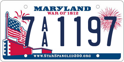 MD license plate 7AA1197