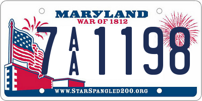 MD license plate 7AA1198