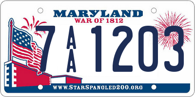 MD license plate 7AA1203