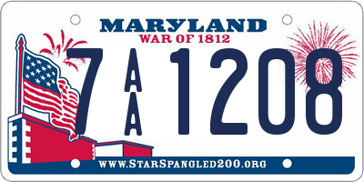 MD license plate 7AA1208