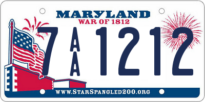 MD license plate 7AA1212