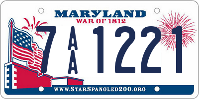 MD license plate 7AA1221