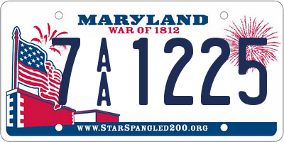 MD license plate 7AA1225