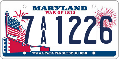 MD license plate 7AA1226