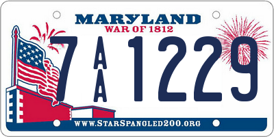 MD license plate 7AA1229