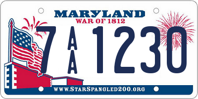 MD license plate 7AA1230