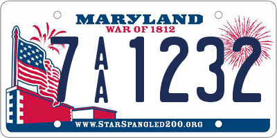 MD license plate 7AA1232