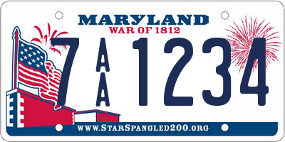 MD license plate 7AA1234