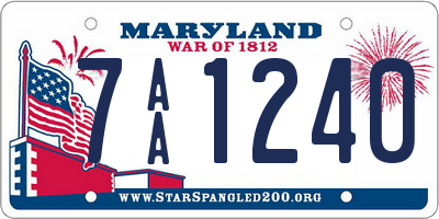 MD license plate 7AA1240