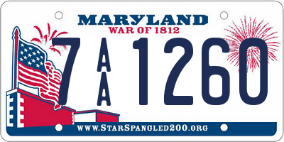 MD license plate 7AA1260