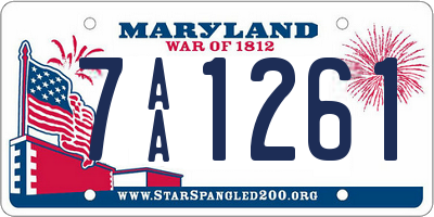 MD license plate 7AA1261