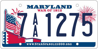 MD license plate 7AA1275