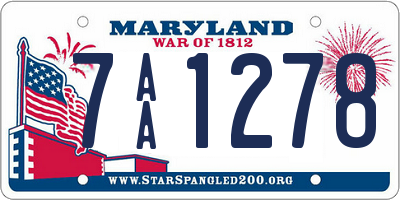 MD license plate 7AA1278