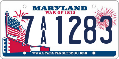 MD license plate 7AA1283