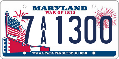 MD license plate 7AA1300