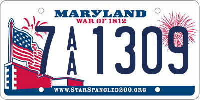 MD license plate 7AA1309