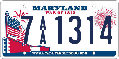 MD license plate 7AA1314