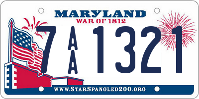 MD license plate 7AA1321