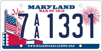 MD license plate 7AA1331