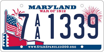 MD license plate 7AA1339