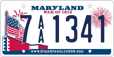 MD license plate 7AA1341