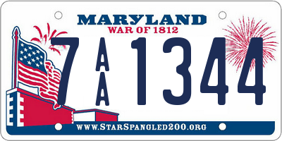 MD license plate 7AA1344